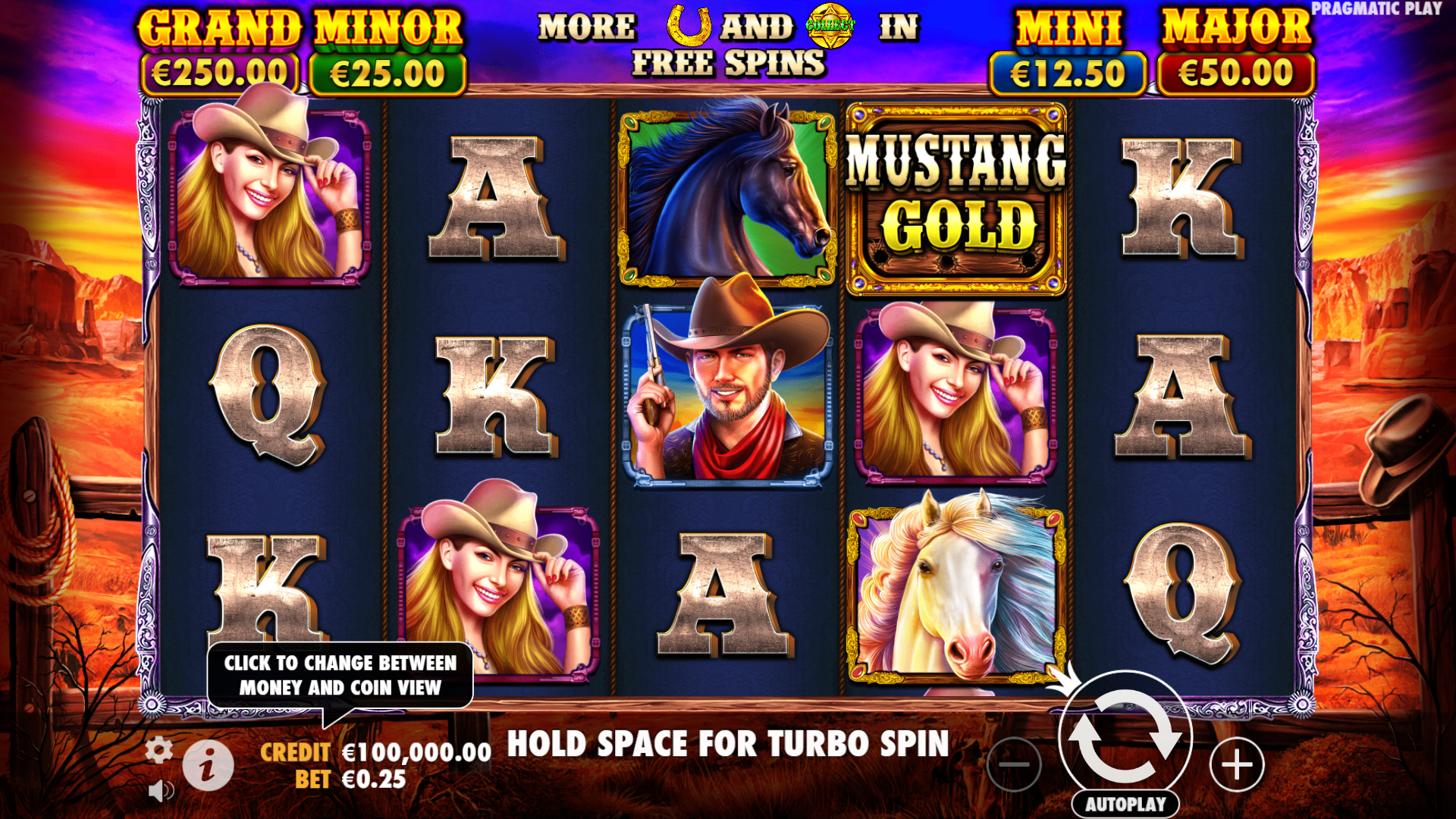 Bonus game with jackpot in Mustang Gold slot