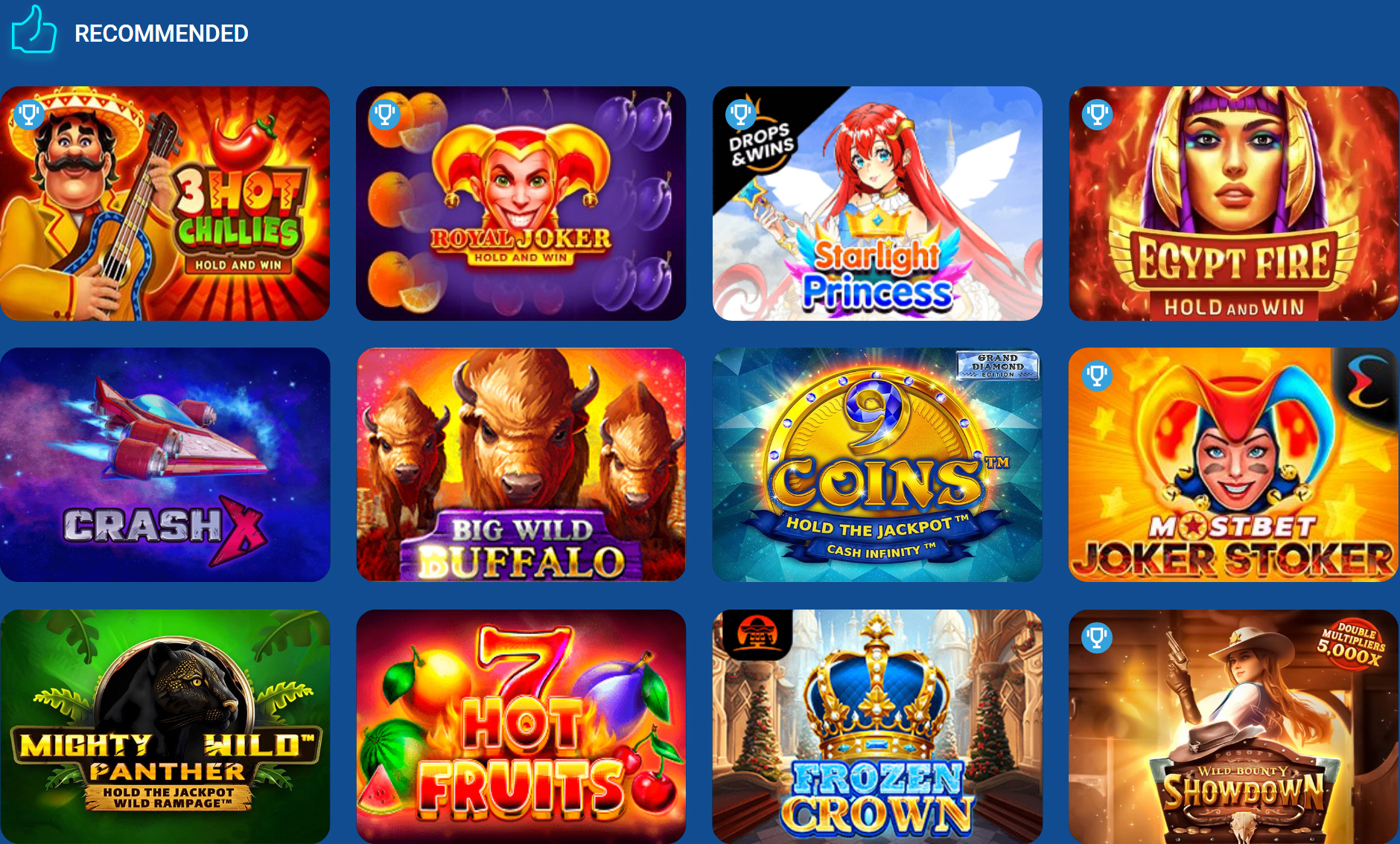 Recommended Games Mostbet Casino